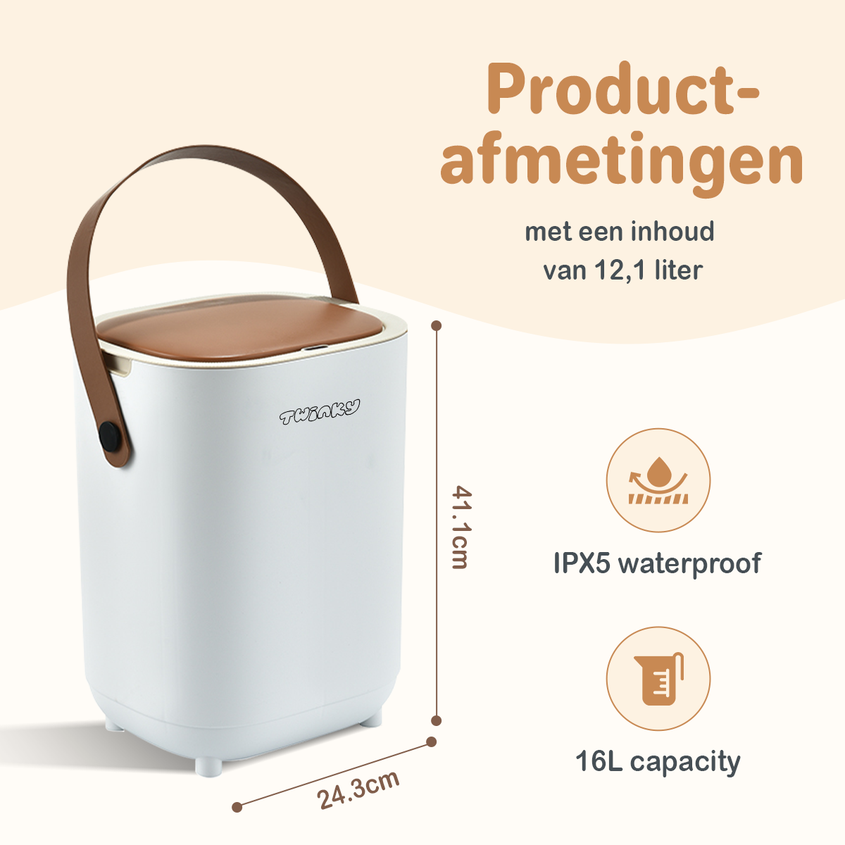 Twinky Poubelle à Couches - Modèle à Capteur – Marron