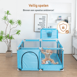 (UITVERKOCHT) Twinky Grondbox - Blauw Vierkant - Baby Speelbox & Playpen