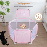 (Uitverkocht) Twinky Grondbox - Roze Rond - Baby Speelbox & Playpen