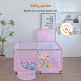 (UITVERKOCHT) Twinky Grondbox - Roze Vierkant - Baby Speelbox & Playpen