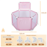 (Uitverkocht) Twinky Grondbox - Roze Rond - Baby Speelbox & Playpen