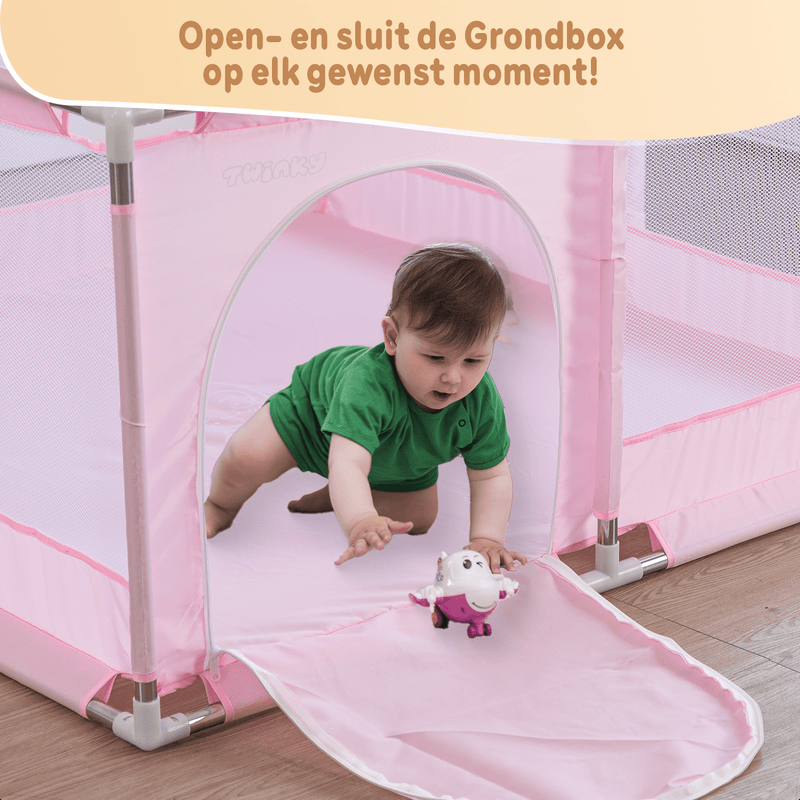 Twinky Grondbox - Roze Vierkant - Baby Speelbox & Playpen