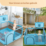 (UITVERKOCHT) Twinky Grondbox - Blauw Vierkant - Baby Speelbox & Playpen