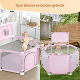 (Uitverkocht) Twinky Grondbox - Roze Rond - Baby Speelbox & Playpen