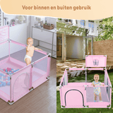 (UITVERKOCHT) Twinky Grondbox - Roze Vierkant - Baby Speelbox & Playpen