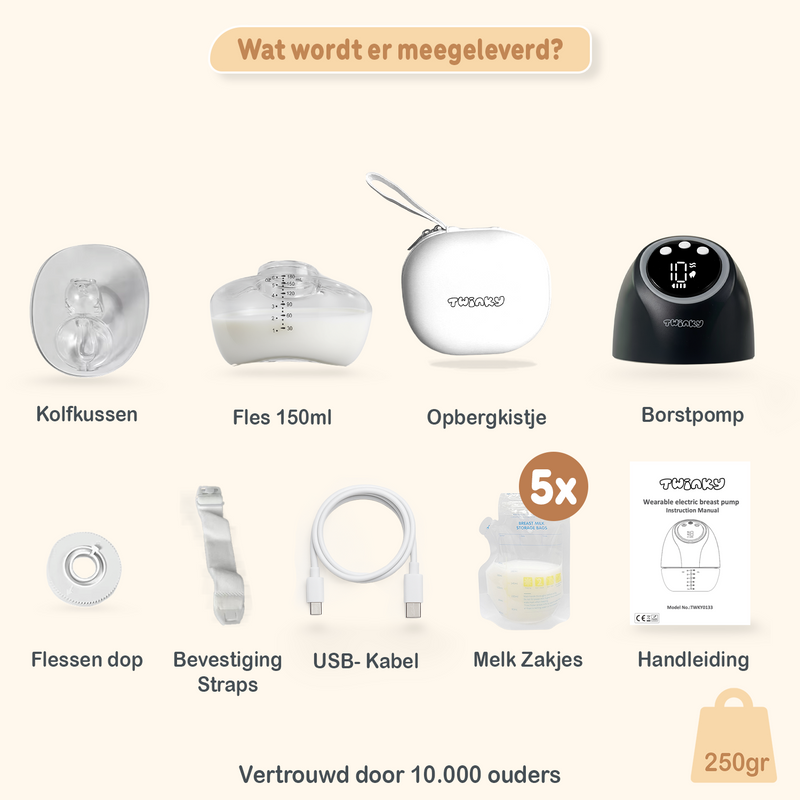 Twinky Elektrische Borstkolf – Comfortabel & Stil Afkolven - Zwart
