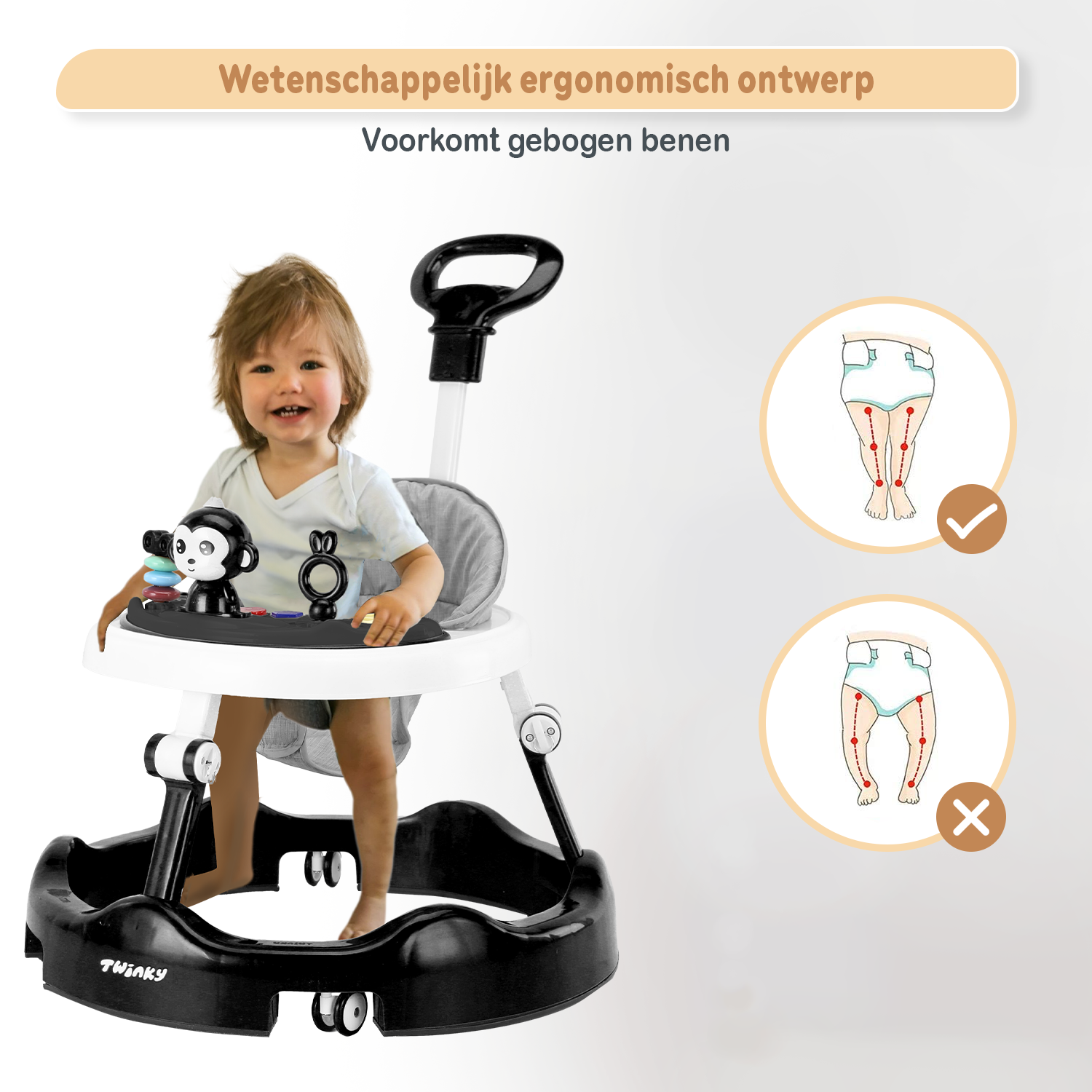 Twinky Babywalker - Loopstoel Zwart