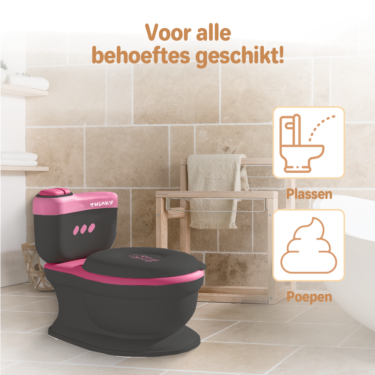 Twinky Potty - Plaspotje Zwart Roze