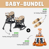 Twinky Kinderstoel SWING + 2x Knijpfles Lepels + Babywalker (BABYBUNDEL)