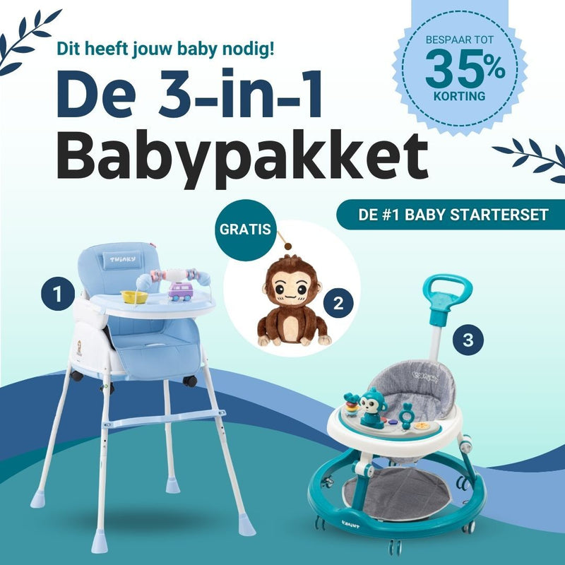 Twinky Babywalker + Kinderstoel PAKKET DEAL - Azur Blue Edition
