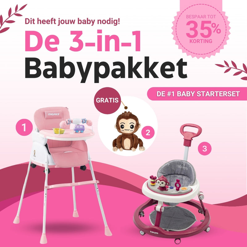 Twinky Babywalker + Kinderstoel PAKKET DEAL - Bordeaux Red Edition