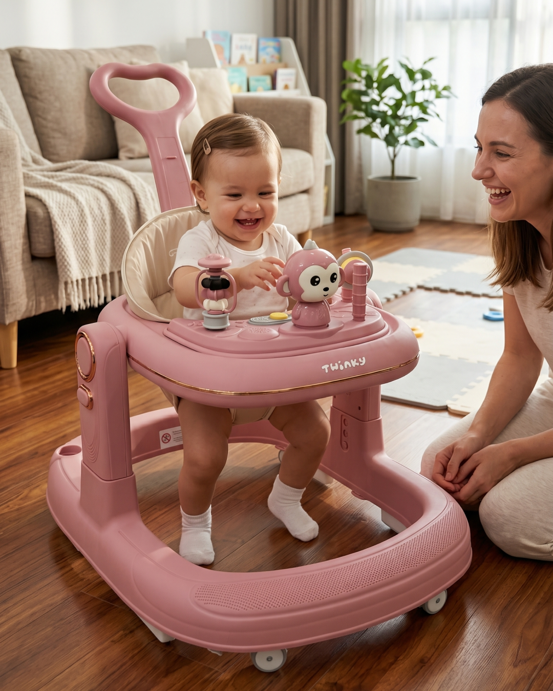 Twinky Babywalker GO - 2-in-1 Loopstoel & Loopwagen - Pink