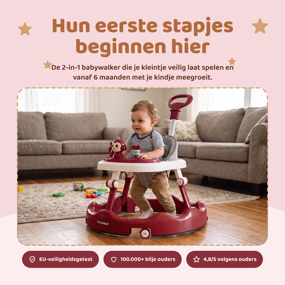 Twinky Babywalker - Loopstoel Bordeaux