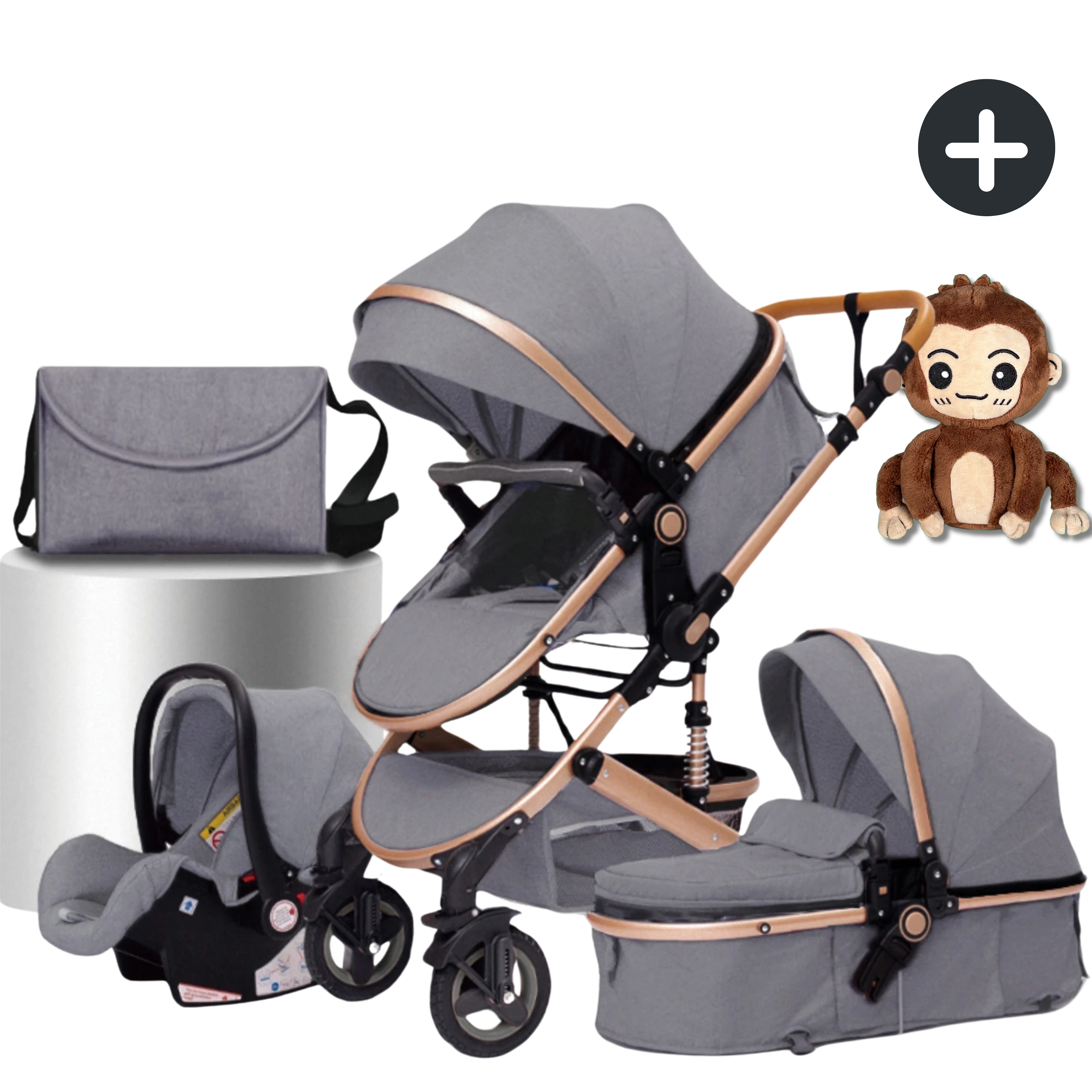 Twinky All-in-1 Kinderwagen  Set - Grijs Goud