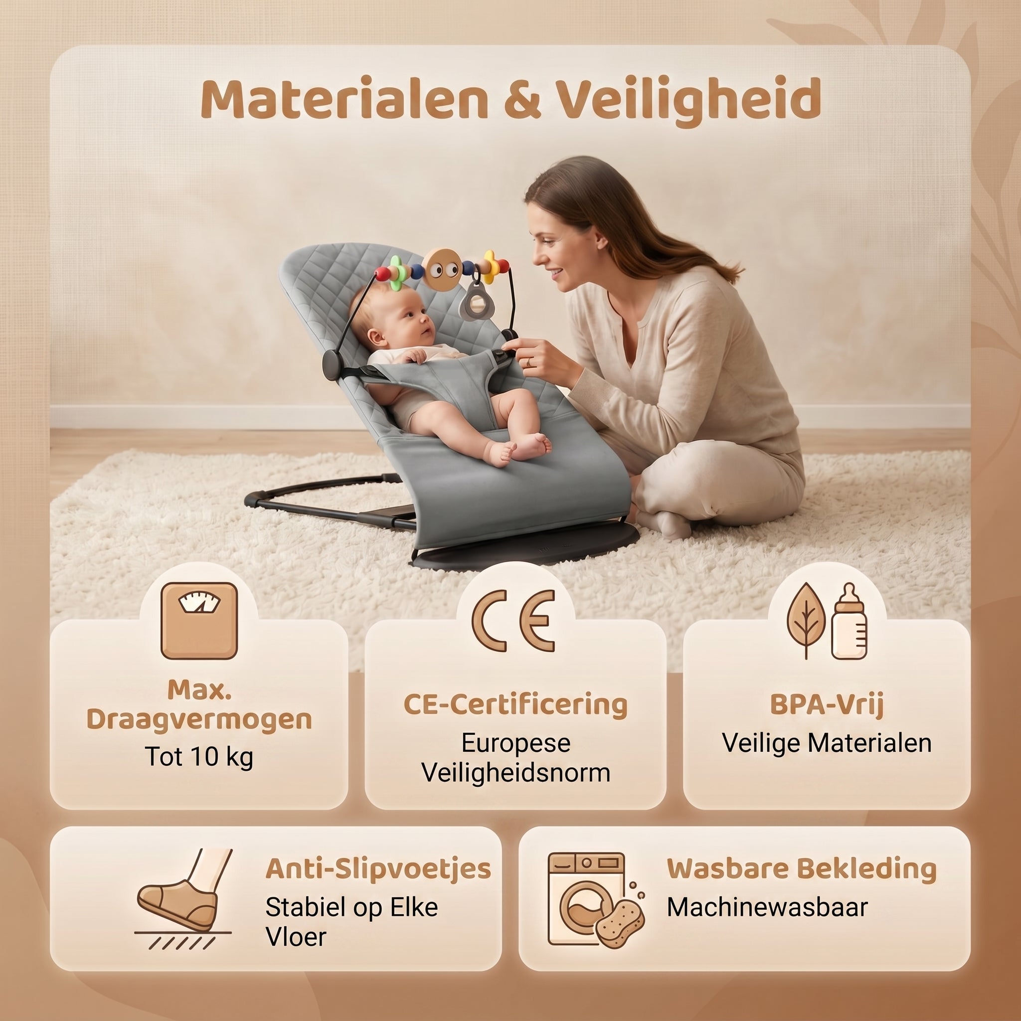 Twinky Ergonomische Schommelstoeltje - Grijs