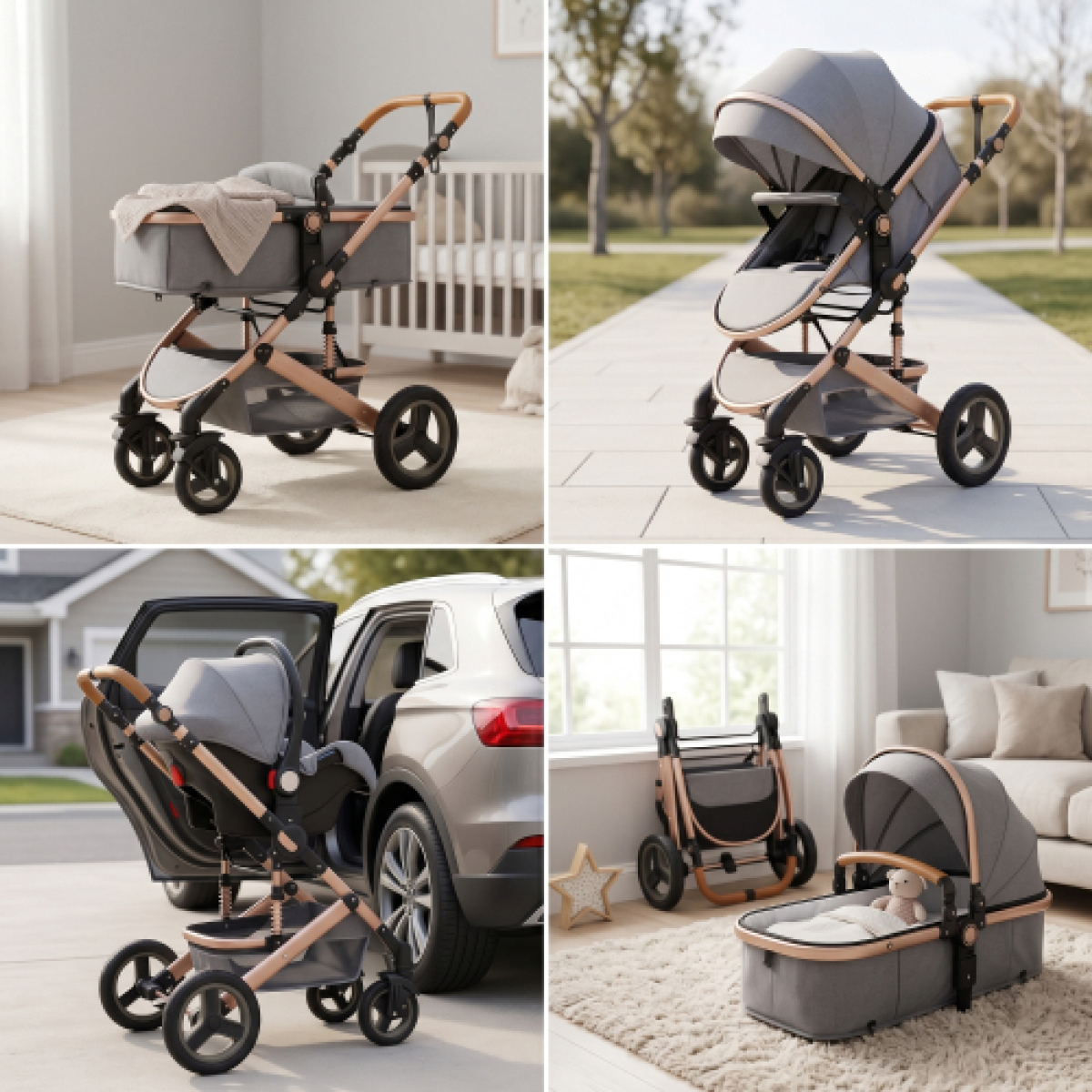 Twinky All-in-1 Stroller Set - Grey Gold