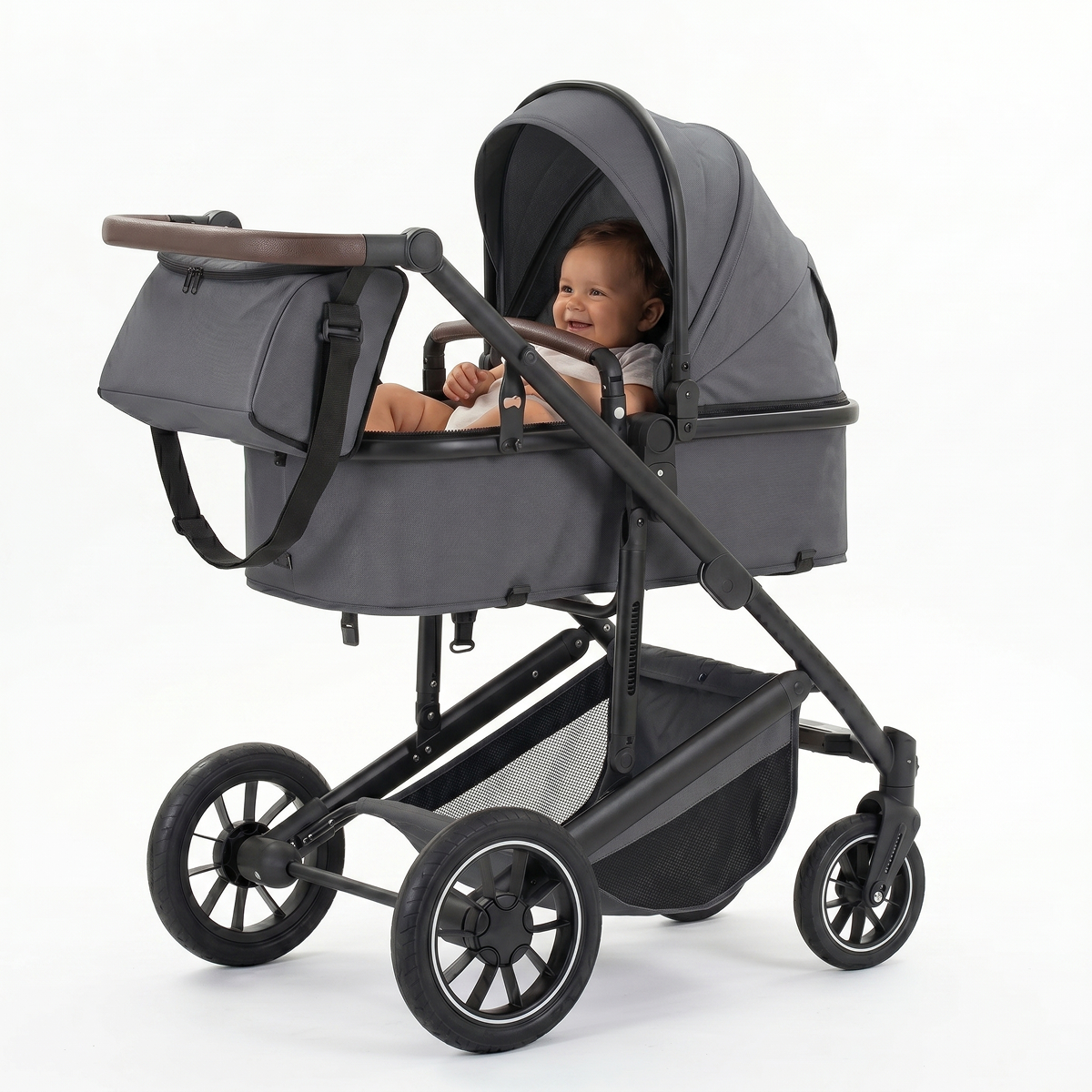 Twinky 4-in-1 Kinderwagen - Dark Grey (Buggy, Autostoel & Reisbedje in 1)