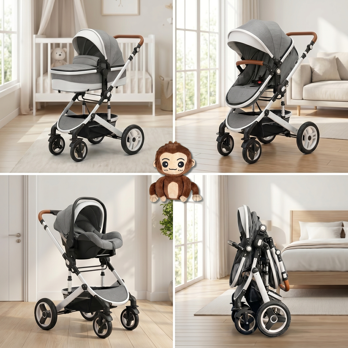 Twinky 4-in-1 Kinderwagen Luxury Set - Grijs