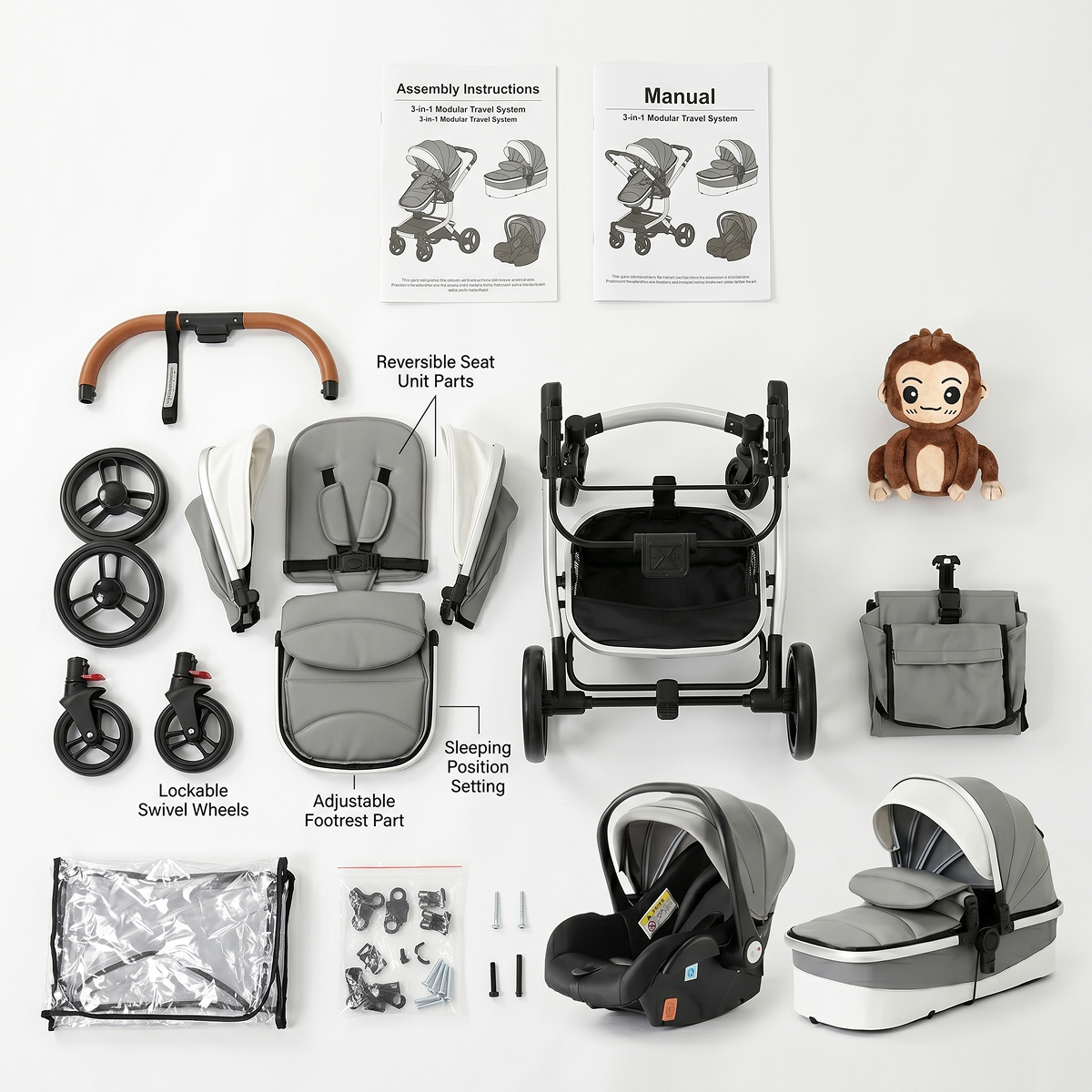Twinky 4-in-1 Kinderwagen Luxury Set - Grijs