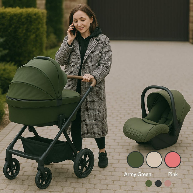 Twinky 4-in-1 Kinderwagen - Beige (Buggy, Autostoel & Reisbedje in 1)