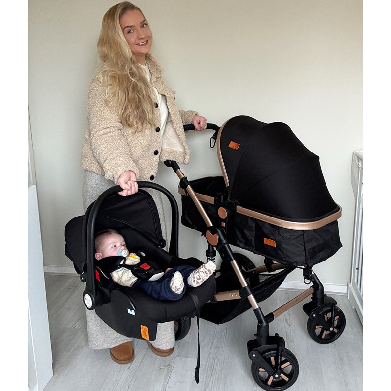 Twinky All-in-1 Kinderwagen  Set - Buggy, Autostoel & Reisbedje in 1 (Zwart)