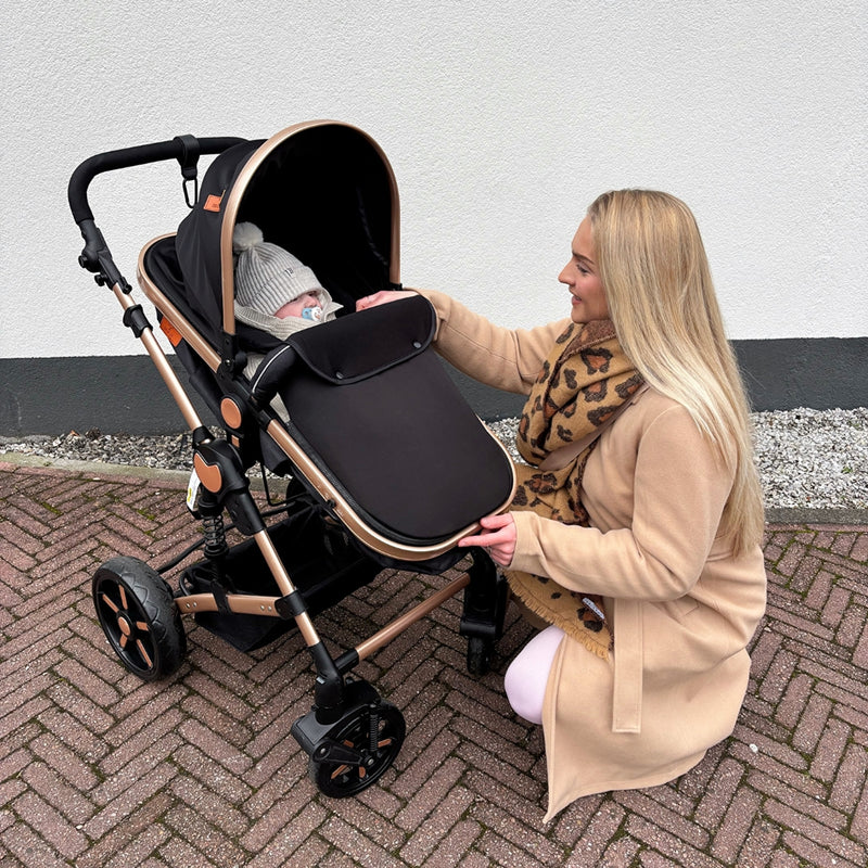 Twinky All-in-1 Kinderwagen  Set - Buggy, Autostoel & Reisbedje in 1 (Zwart)