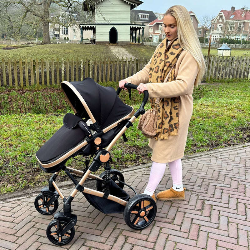 Twinky All-in-1 Kinderwagen  Set - Buggy, Autostoel & Reisbedje in 1 (Zwart)