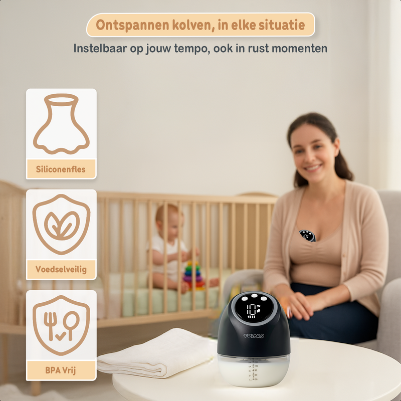 Twinky Elektrische Borstkolf – Comfortabel & Stil Afkolven - Zwart