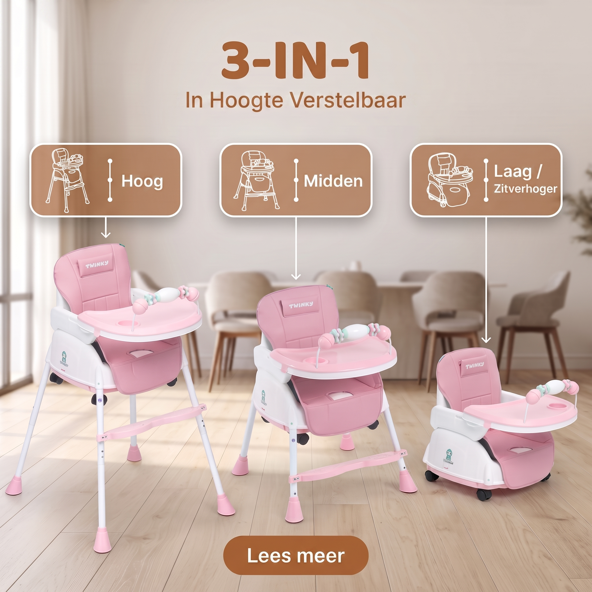 Twinky Kinderstoel - Roze