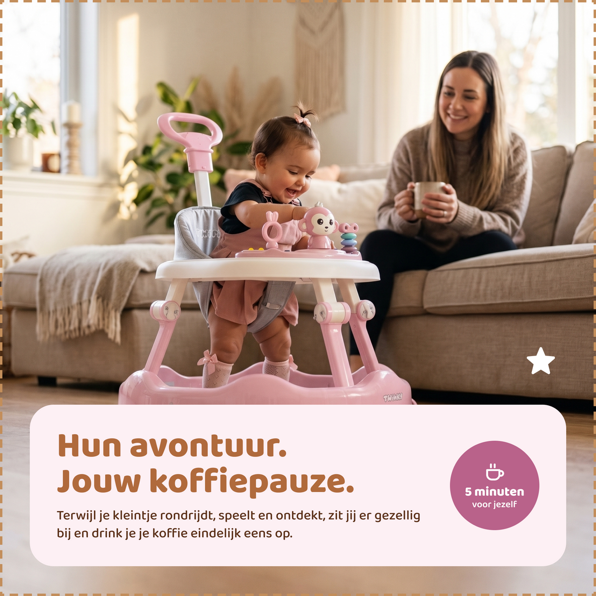 Twinky Babywalker - Loopstoel Roze