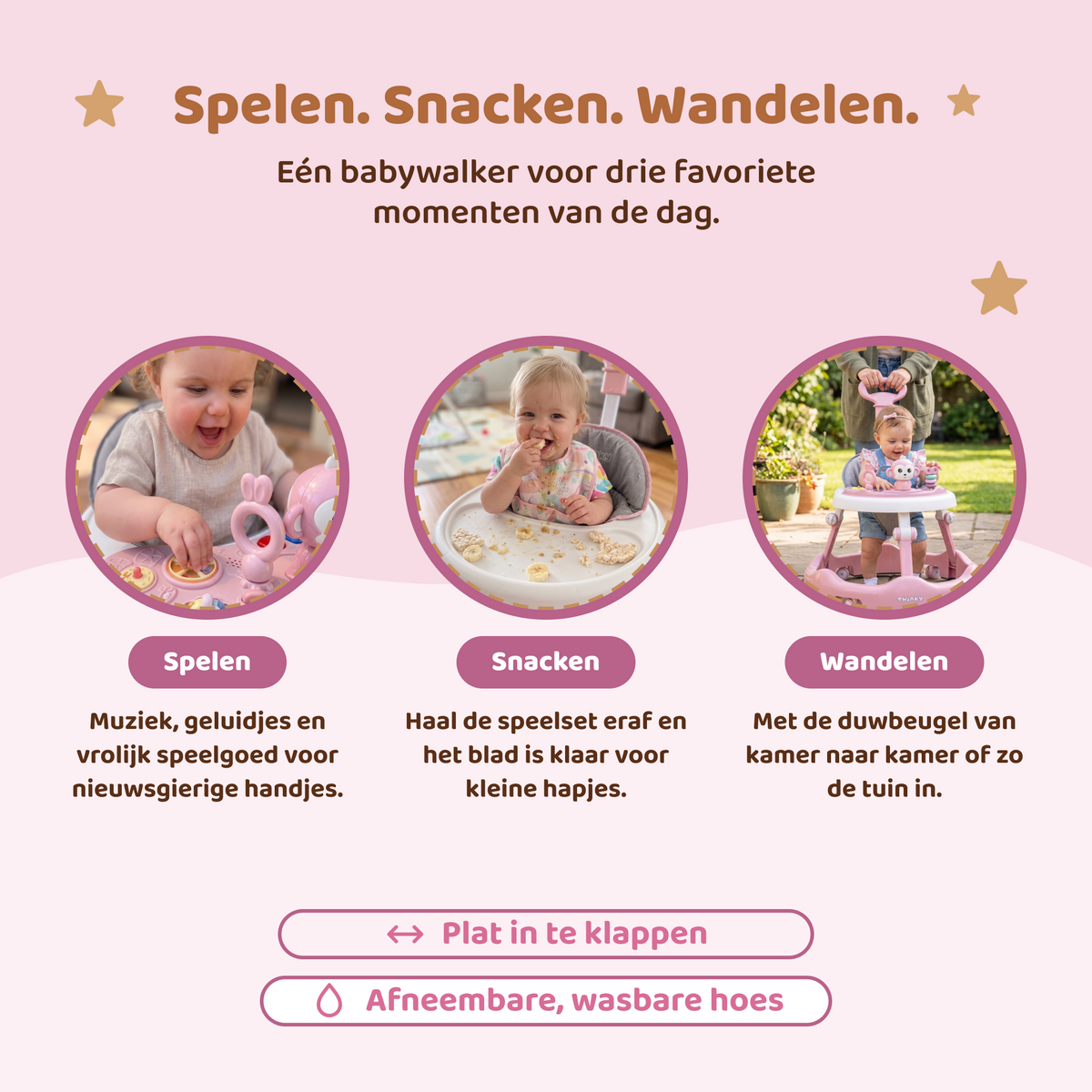 Twinky Babywalker - Loopstoel Roze