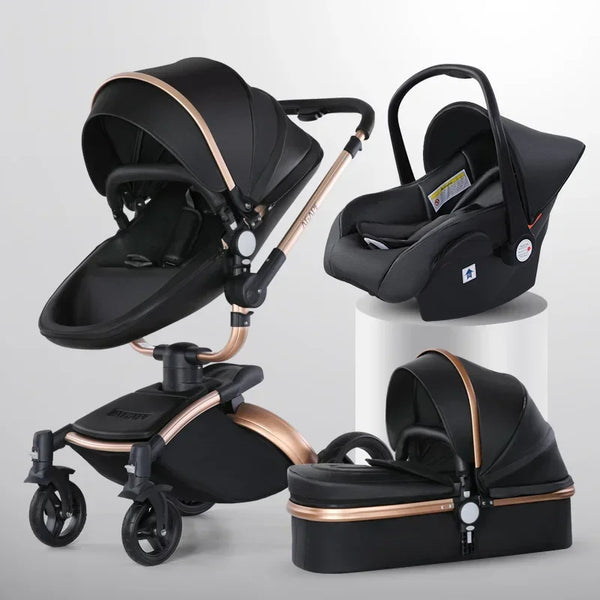 Twinky 3-in-1 Kinderwagen Exclusive Set - Buggy, Autostoel & Reisbedje in 1 (Black)