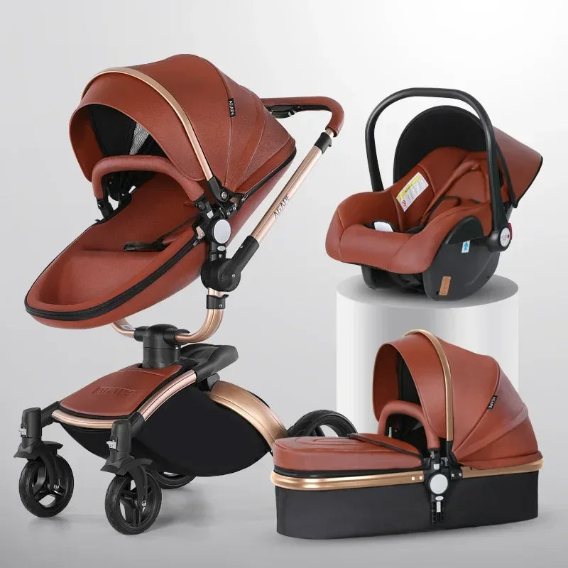 Twinky 3-in-1 Kinderwagen Exclusive Set - Buggy, Autostoel & Reisbedje in 1 (Brown)